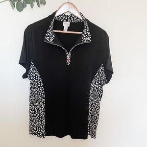 Chico’s Black and Leopard Active Top